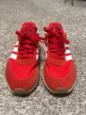 adidas Red Retro Low-Profile Sneakers with White Stripes